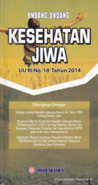 Image of Undang-undang kesehatan jiwa UU RI No. 18 th 2014